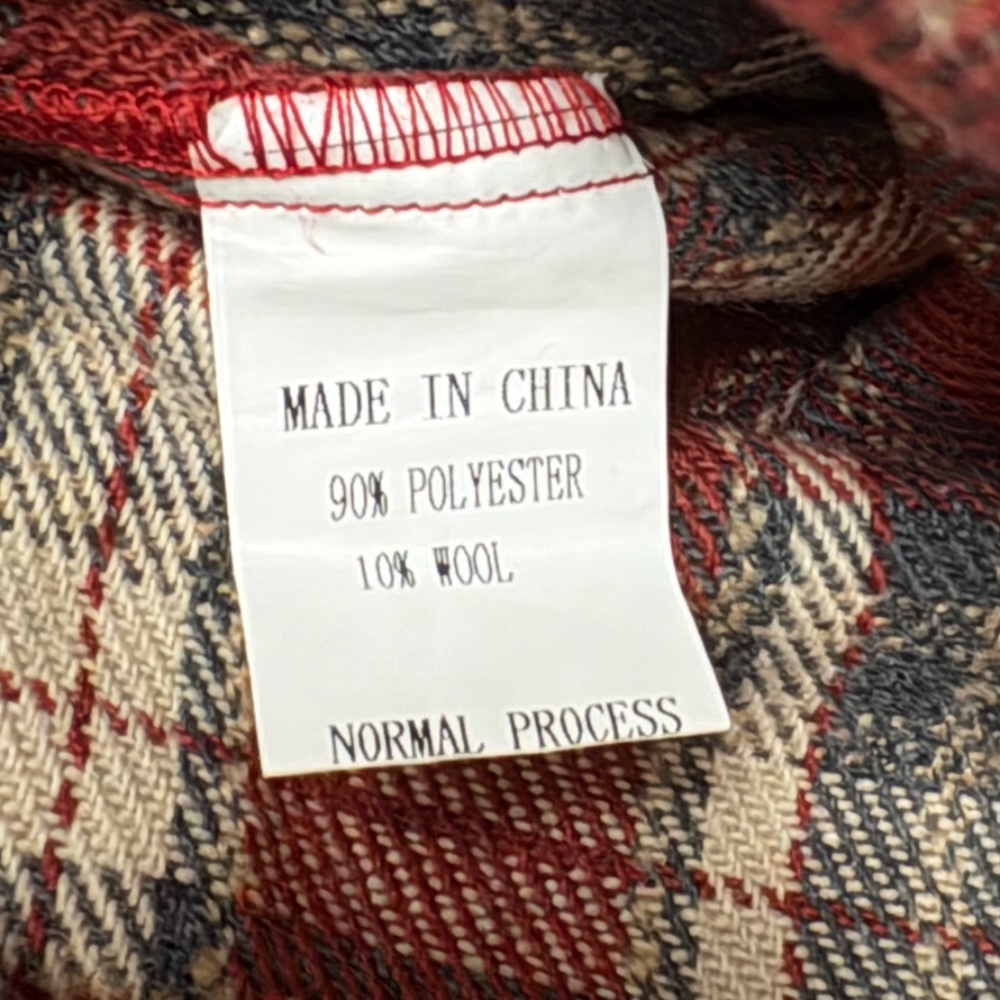 Simplee Women's Cropped Flannel Plaid Shacked Wool Blend Jacket Coat size large - Picture 7 of 9